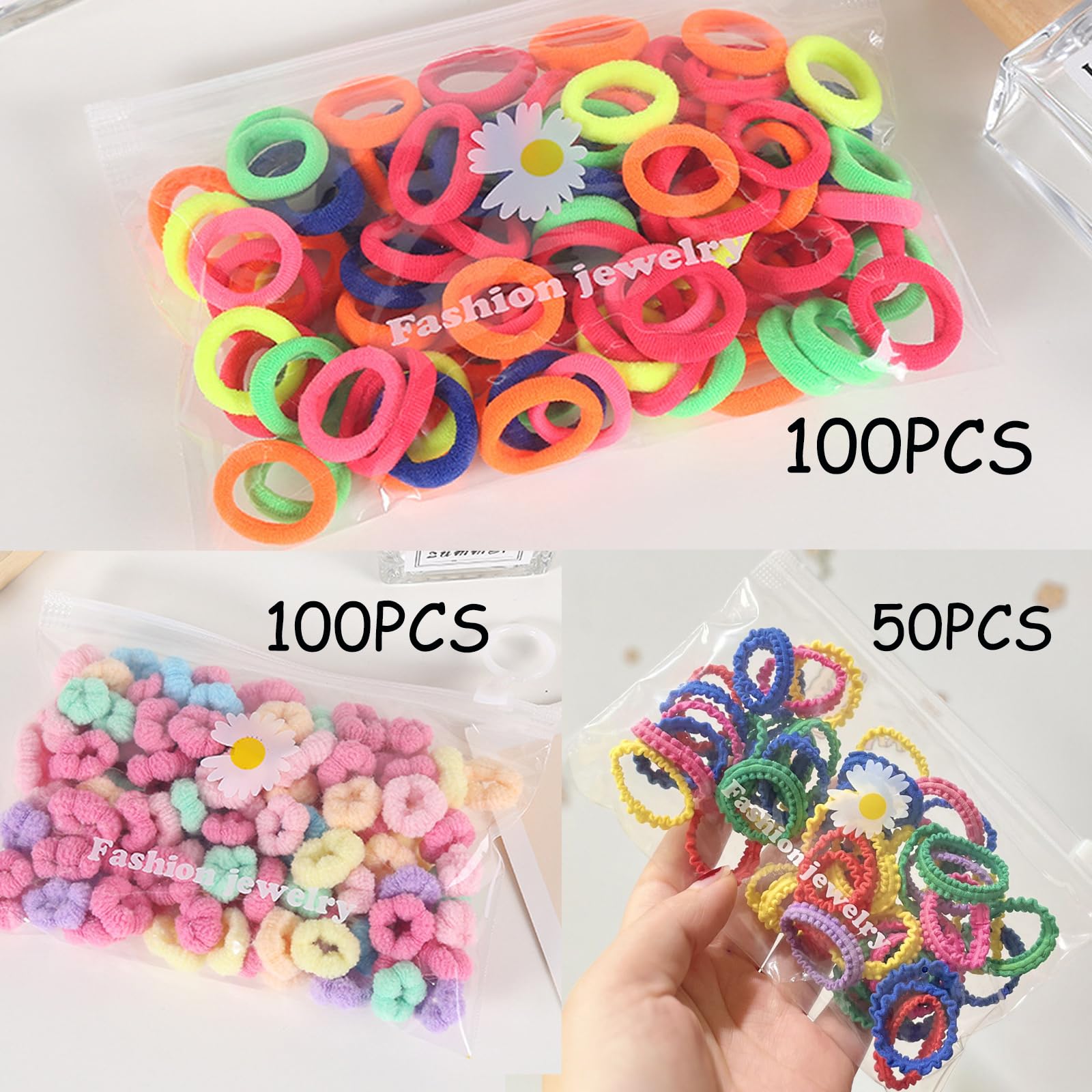 BlueZOO baby hair ties seam cotton finish for gentle hold on sensitive scalps.