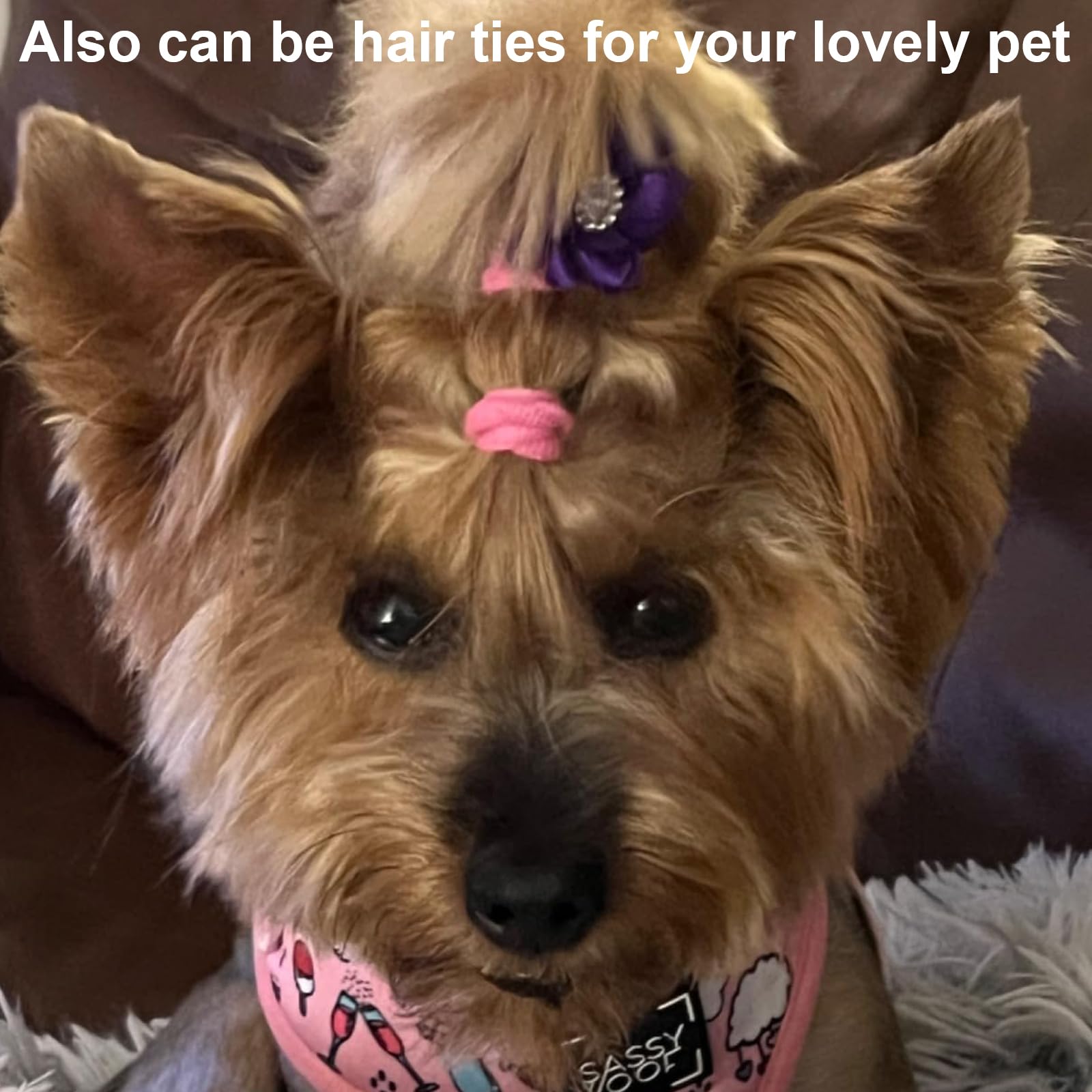 BlueZOO hair ties used on kids and dolls for dress-up play.