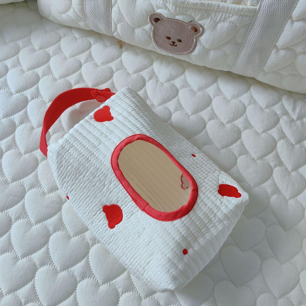 BLULILY baby wipes storage travel bag for easy access on trips.