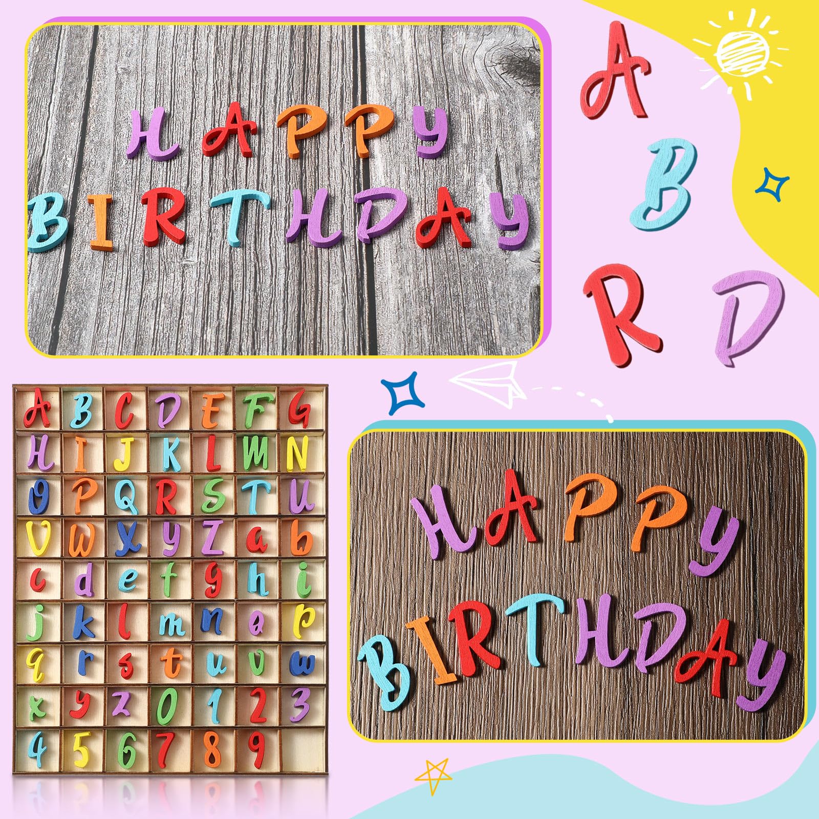 Blulu back-to-school wood letters for decor, learning games, and personalized gifts