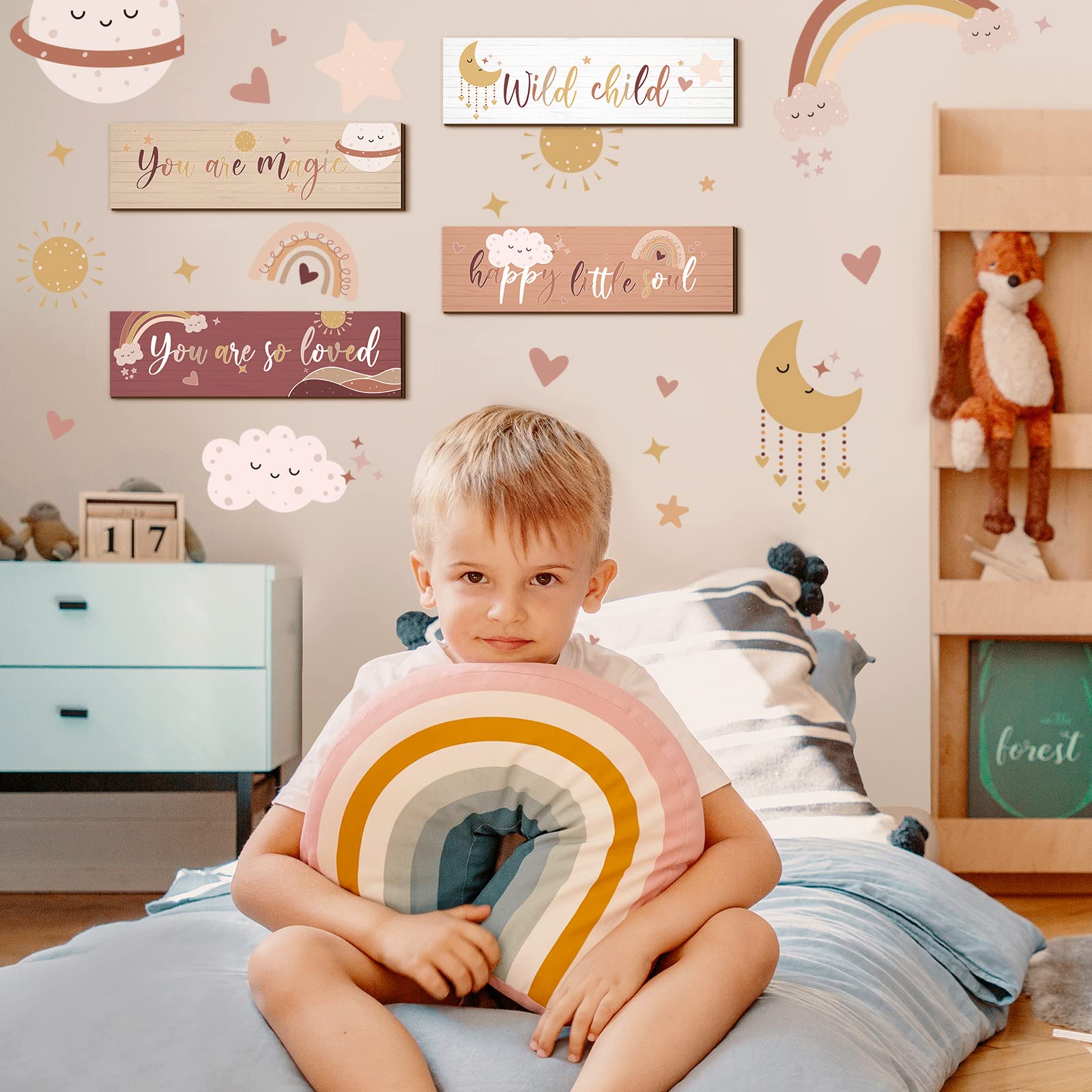Blulu four-piece rainbow nursery decor set for versatile styling