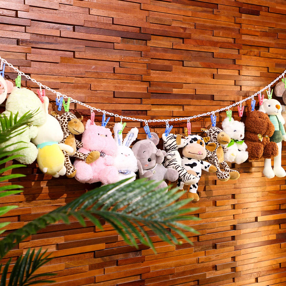 Blulu vertical hanging plush-toys storage highlights vertical organization.