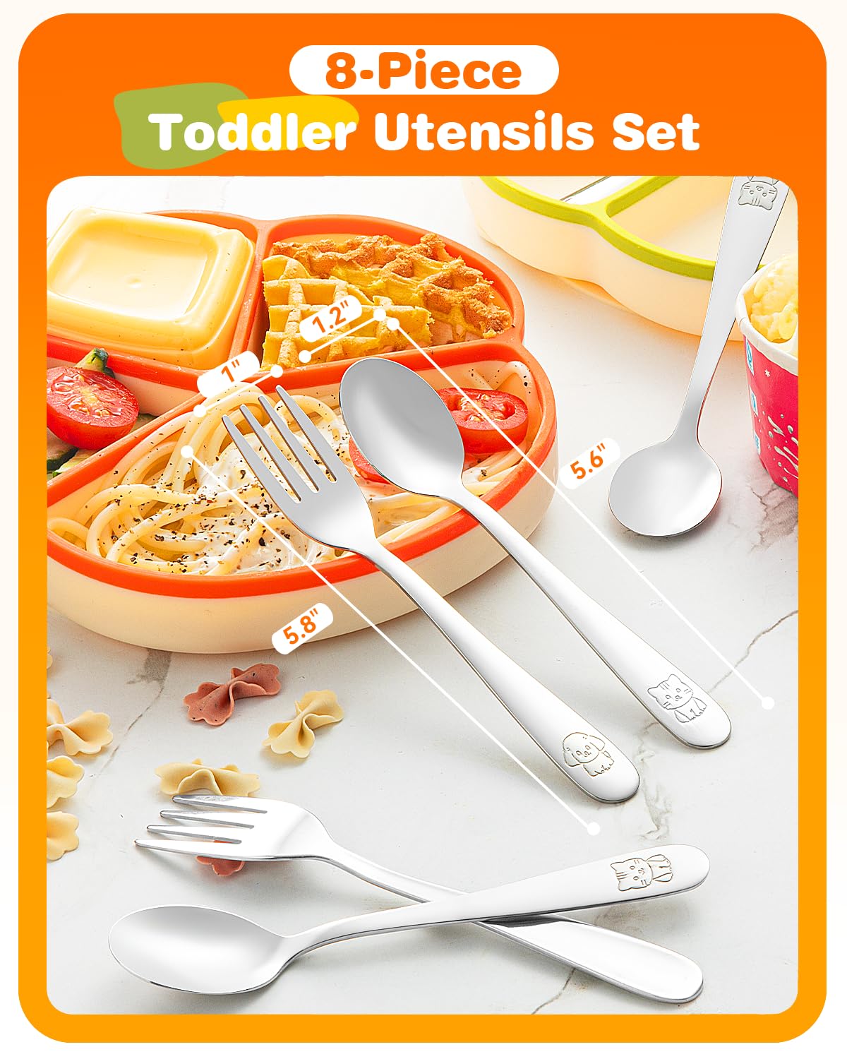 Blvtoios forks with animal carvings promote independent feeding skills