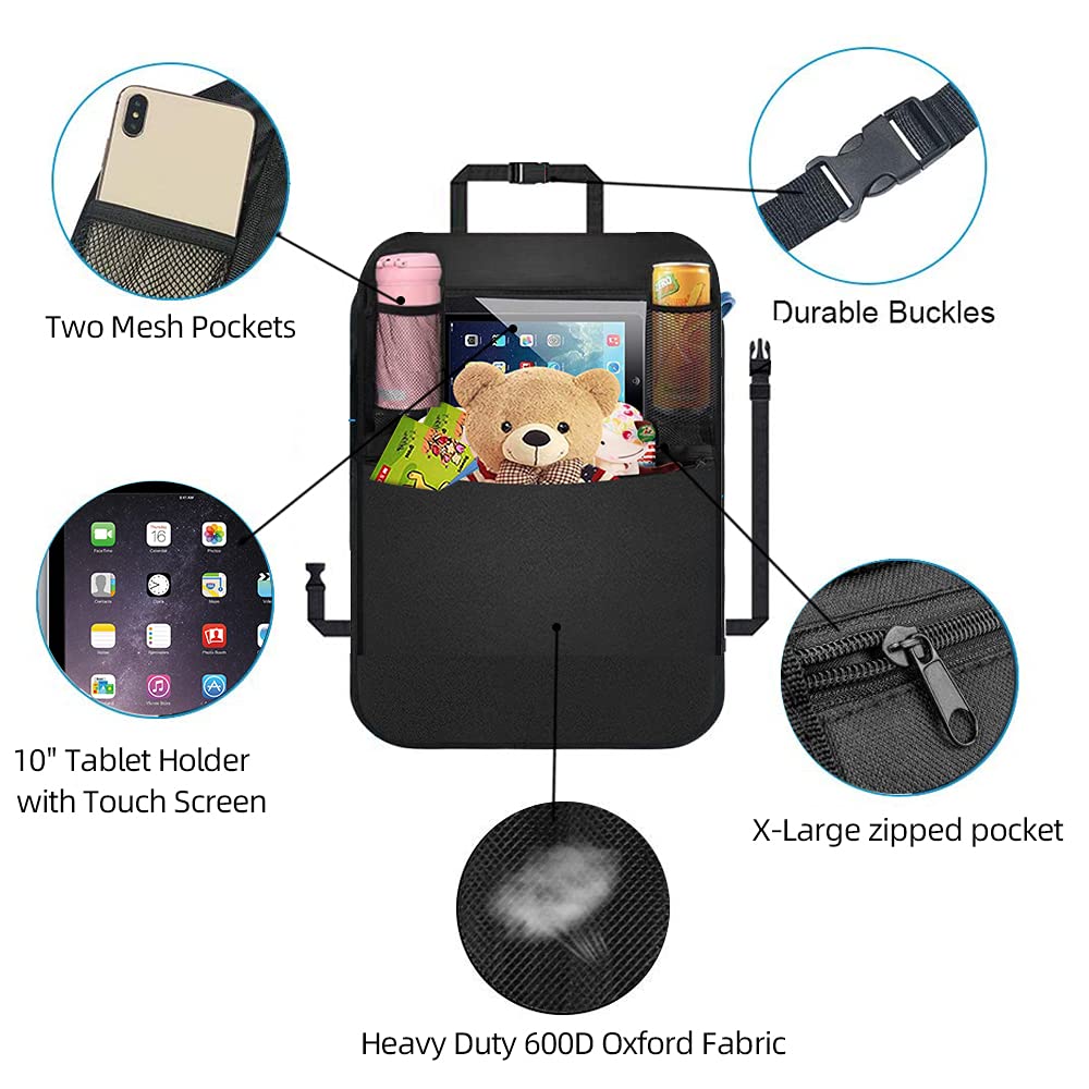 BLYPHOO backseat organizer kick mats waterproof cover image showcases wipe-clean surface.