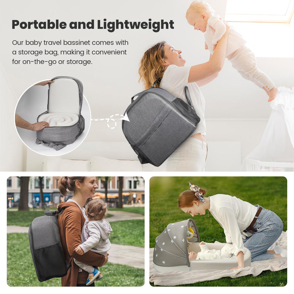BNAKKON portable baby bassinet folded compact demonstrates easy packing for travel