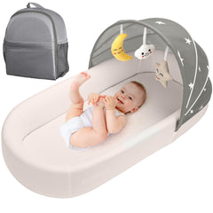BNAKKON portable baby bassinet front view shows travel-friendly design in grey for on the go