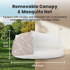 BNAKKON mosquito net and awning detail protects baby from sun and insects outdoors