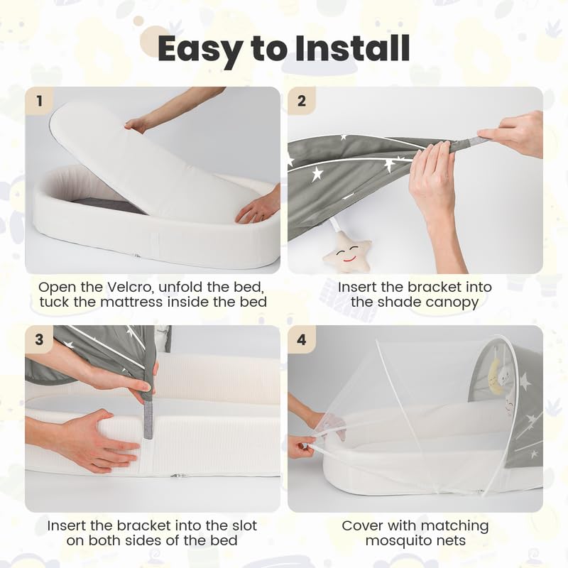 BNAKKON travel ready bassinet staged as a newborn essential for new moms
