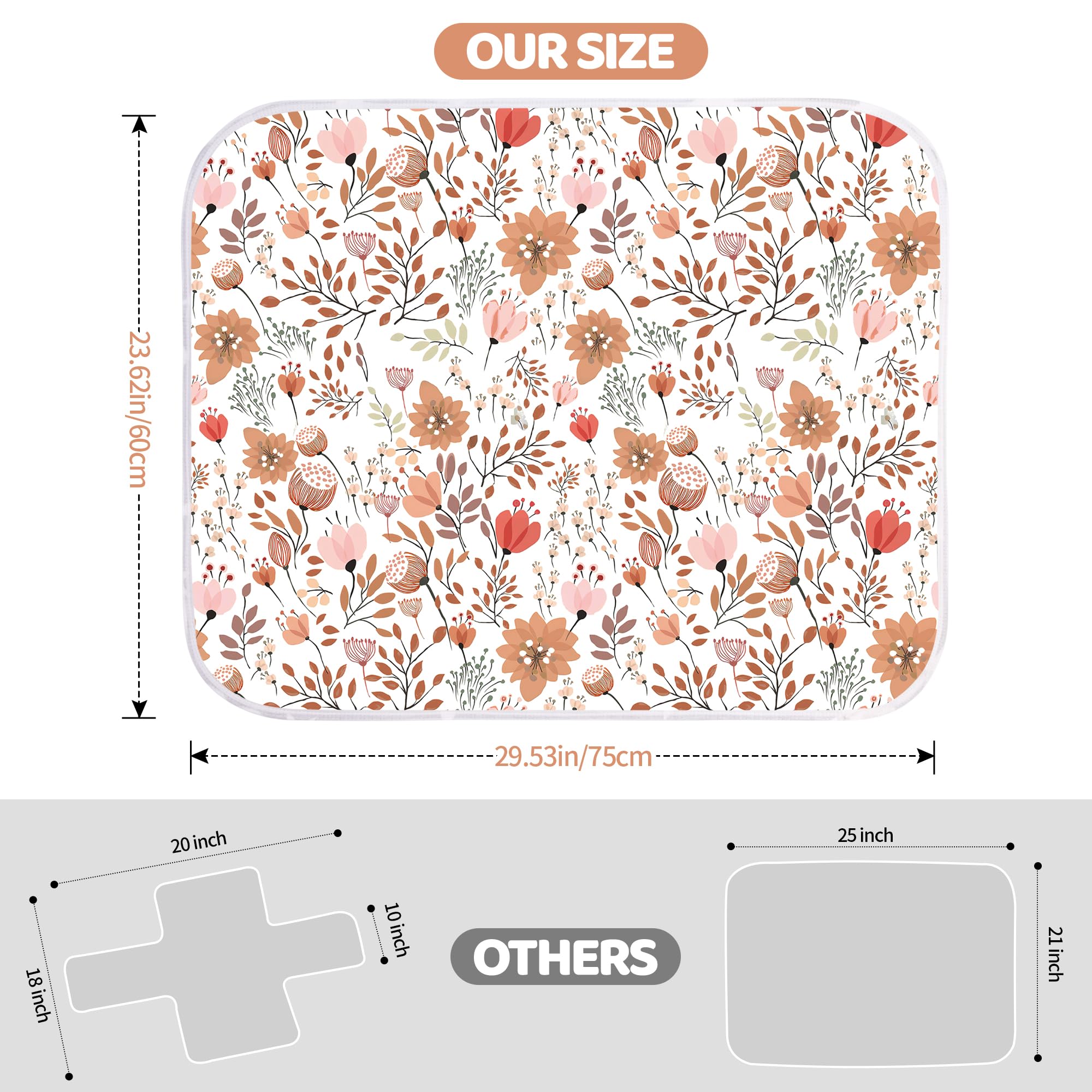 Bnditeu flower change mat pattern adds unisex style for on-the-go use.