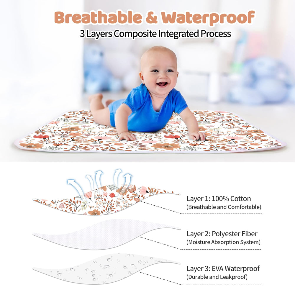Bnditeu three-layer construction: cotton top, absorbent center, waterproof bottom.