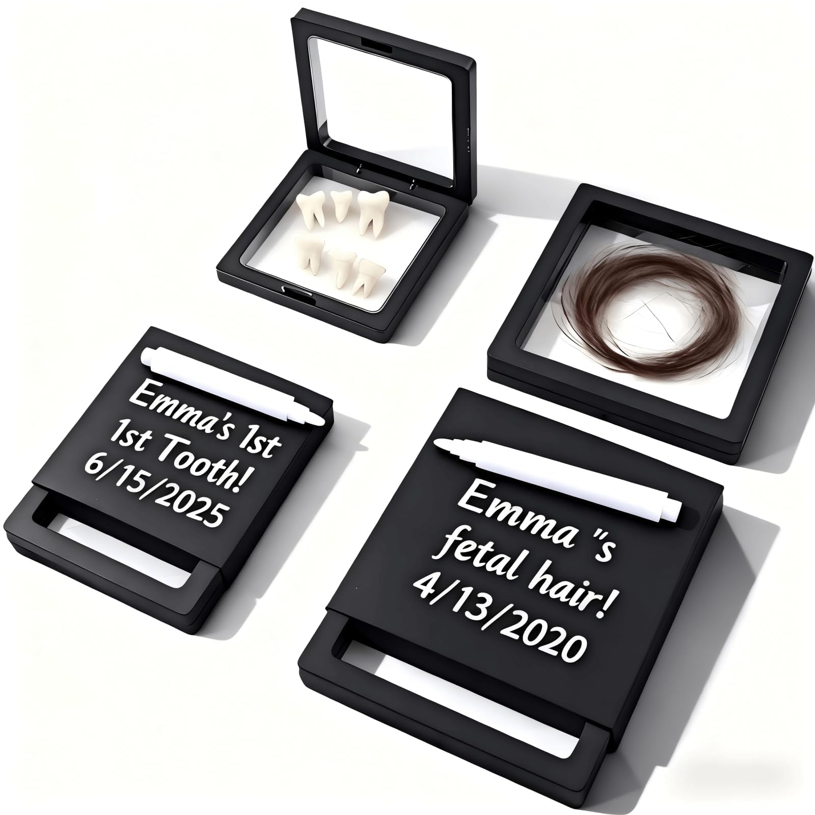 Bneajix baby memory box teeth display keeps treasured teeth securely on view