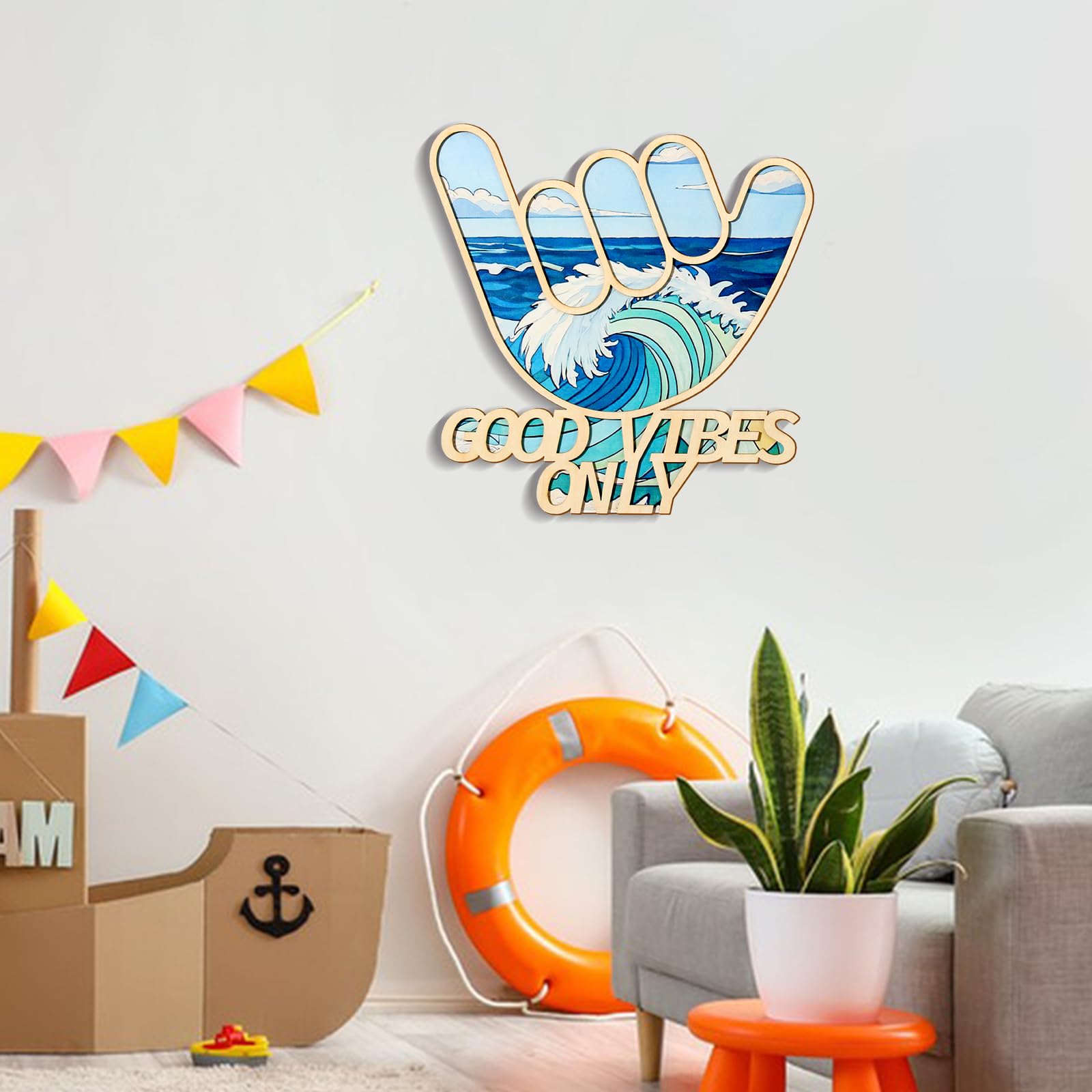 Bnesi beach room decor ideal for nursery settings with playful seaside feel.