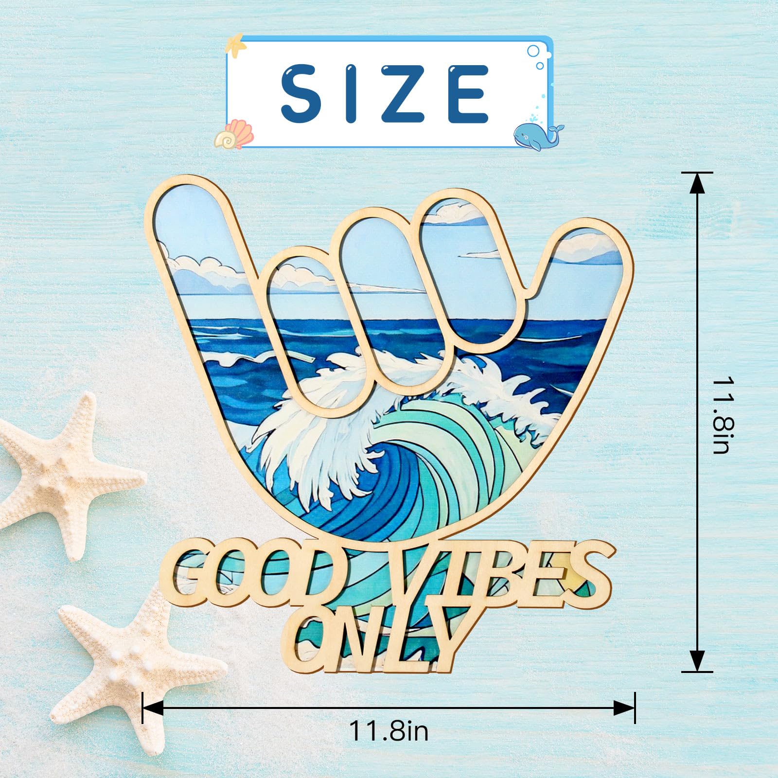 Bnesi wooden surfboard double-layer adds depth to your wall decor.