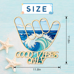 Bnesi wooden surfboard double-layer adds depth to your wall decor.