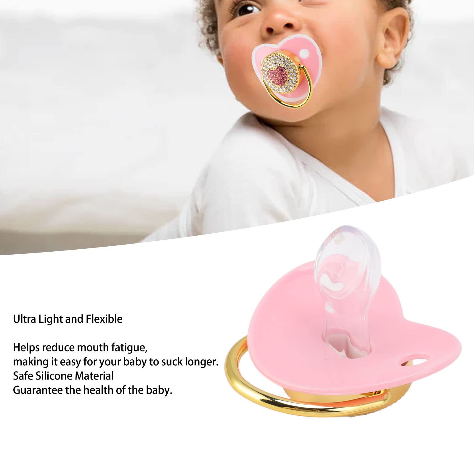 Bnineteenteam heart shape pacifier rhinestones add visual appeal and baby comfort