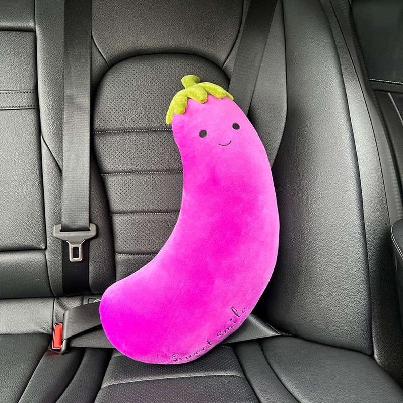 BNTR car seat belt cover in eggplant for plush comfort