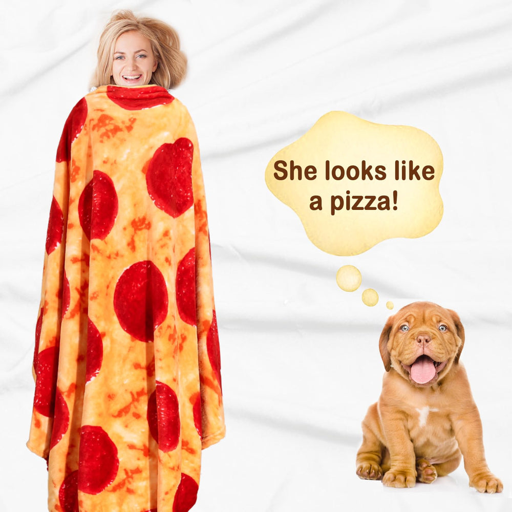 Bnuitland Pizza Blanket folded with storage bag highlights portable, gift-ready design