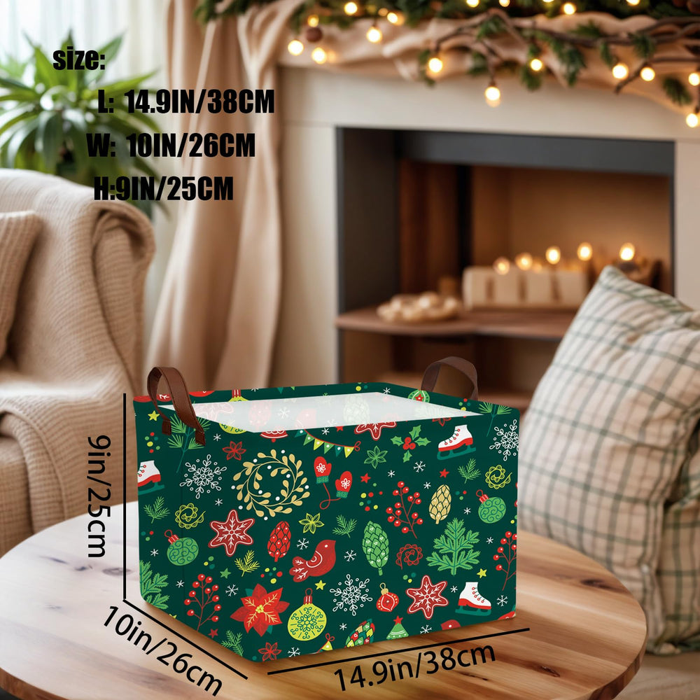 BOAMAU canvas candy bin in green pinecone snowflakes, ideal for kids' party favors.