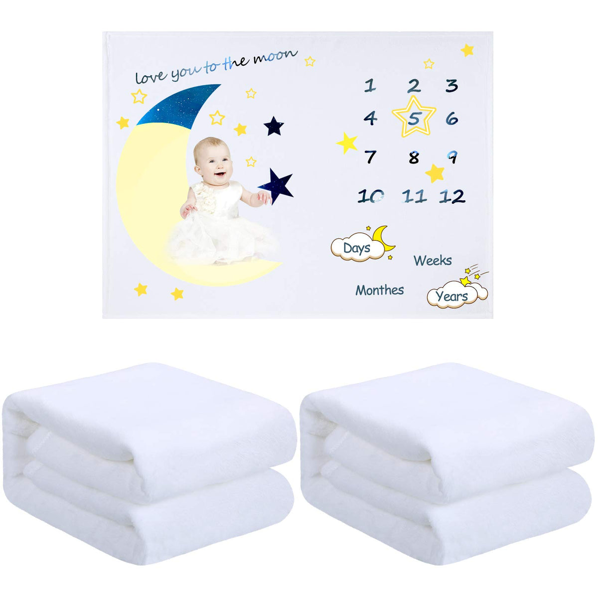 Boao baby blanket 30x40 white close-up shows soft flannel texture for newborn comfort.