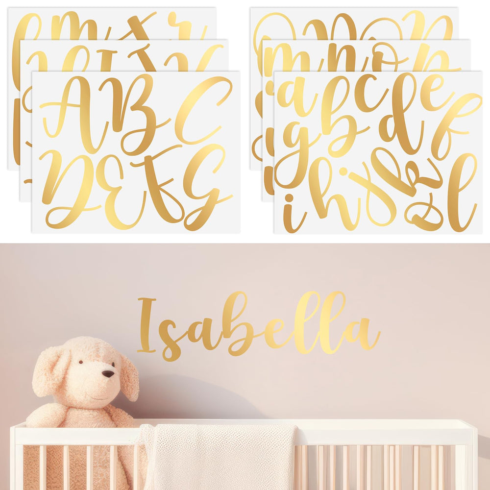 Boao name wall decal gold cursive letters for nursery decor