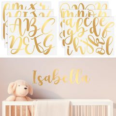 Boao name wall decal gold cursive letters for nursery decor