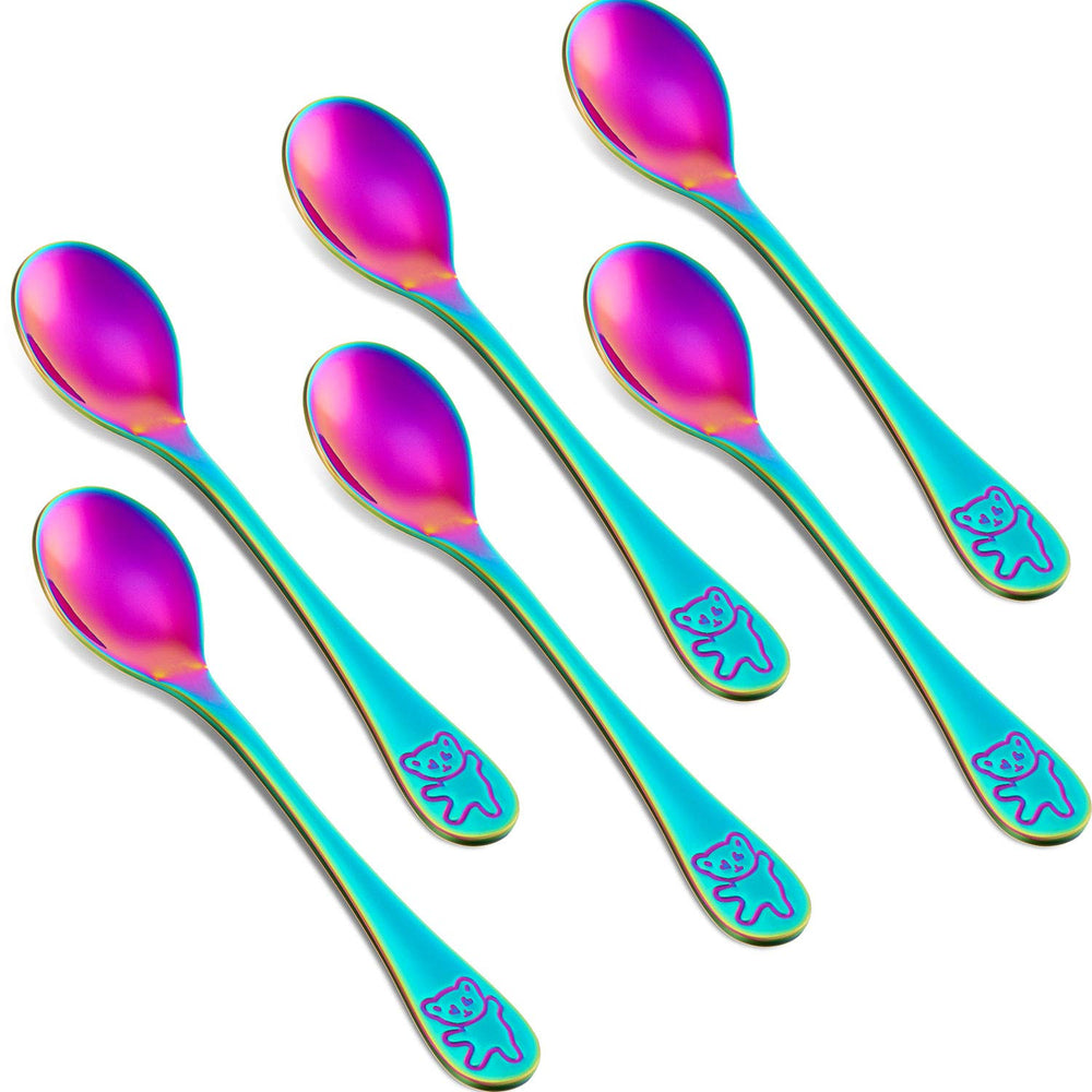 Boao rainbow kids spoons collection showing six-piece set for independent eating