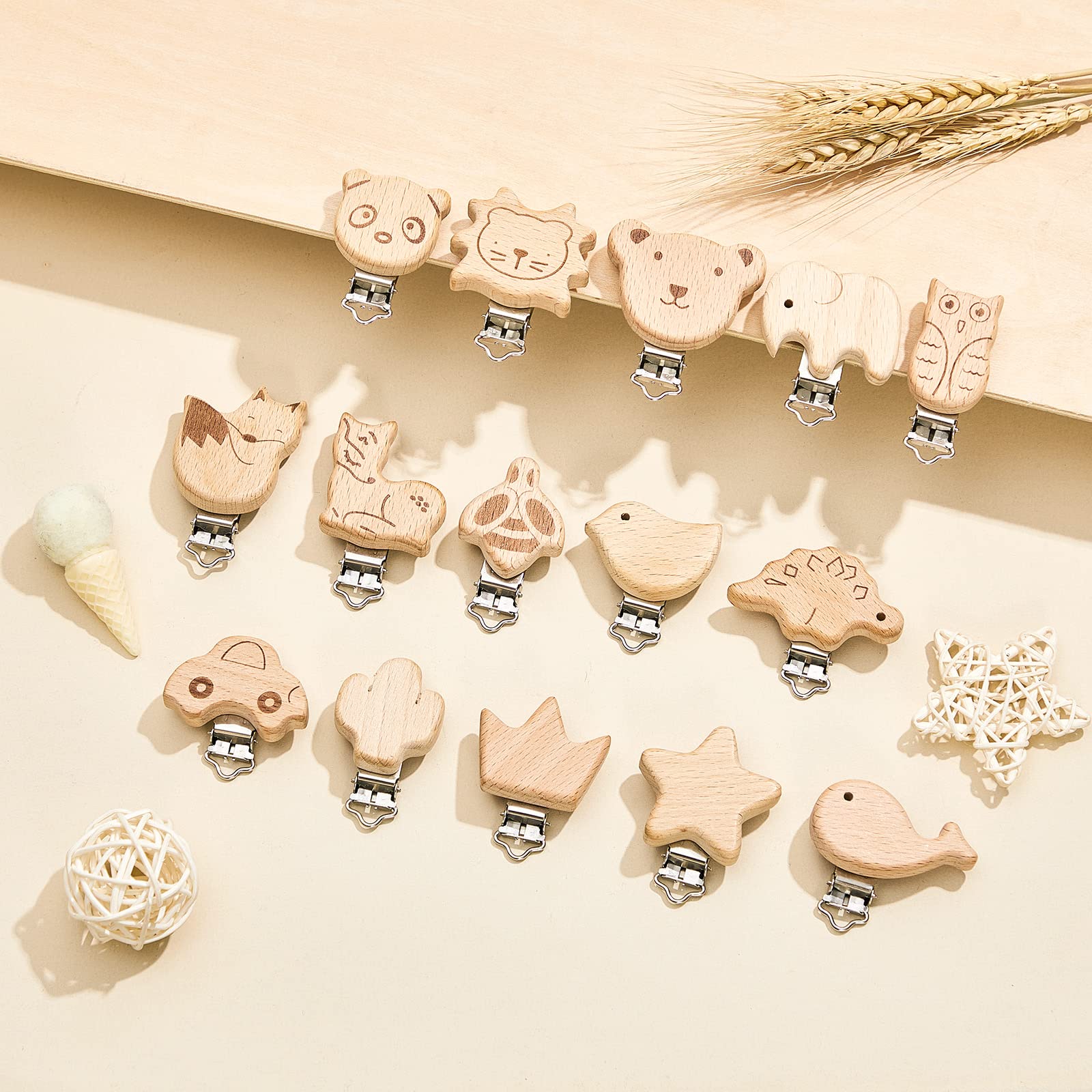 Boao wood pacifier clips 4 cm size fits baby mouth comfortably