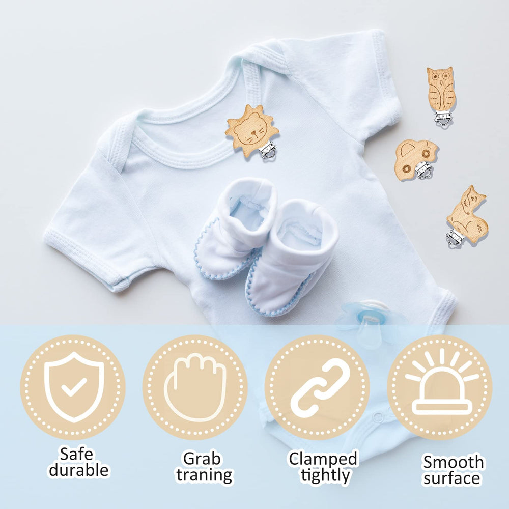 Boao wood pacifier clips bird motif lightweight and portable
