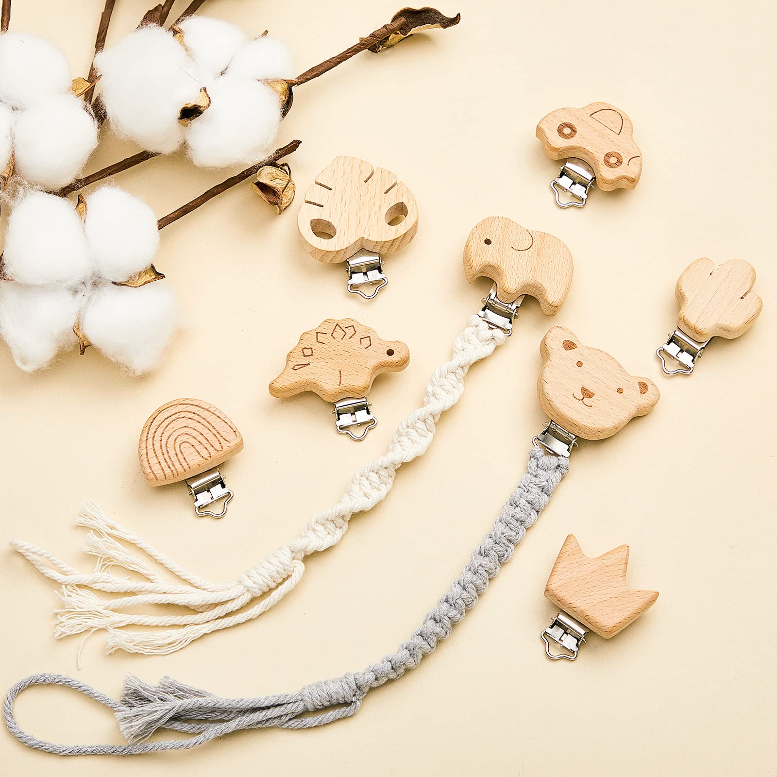 Boao wood pacifier clips metal clip durable and easy to clean
