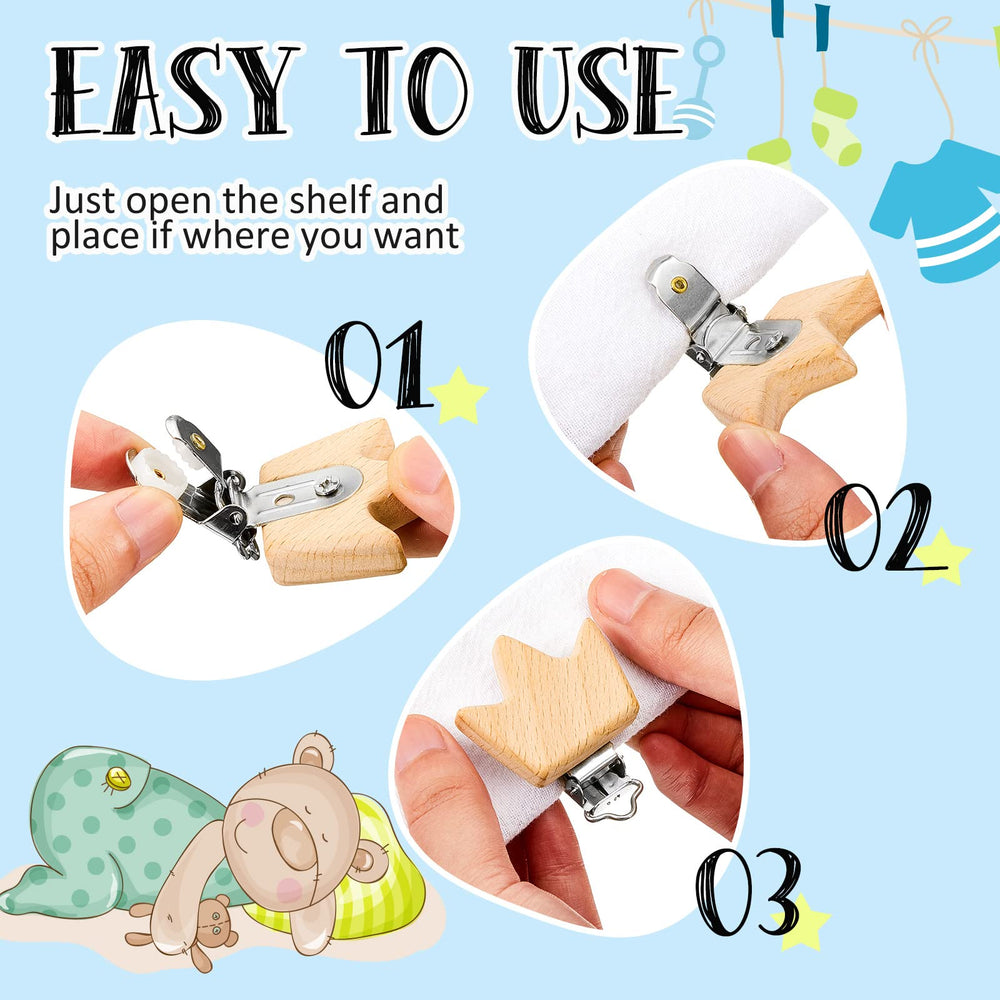 Boao wood pacifier clips panda design easy to grip on the go