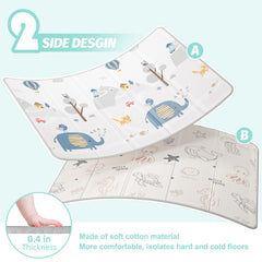 Boardraob elephant-pattern side offers cozy, cheerful space for nap-time play.