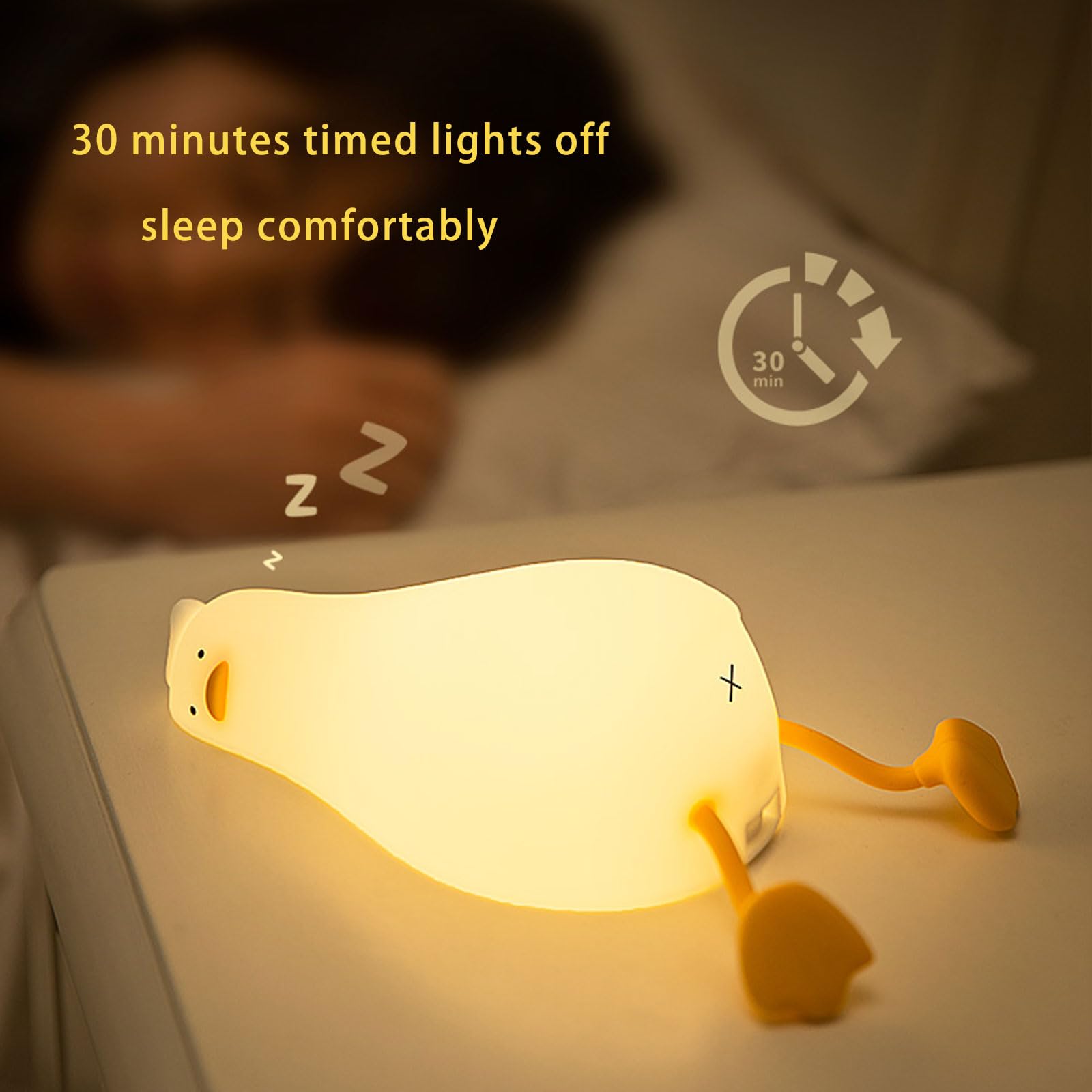 BOATHOG Lying Flat Duck Night Light brightness levels let you customize comfort.