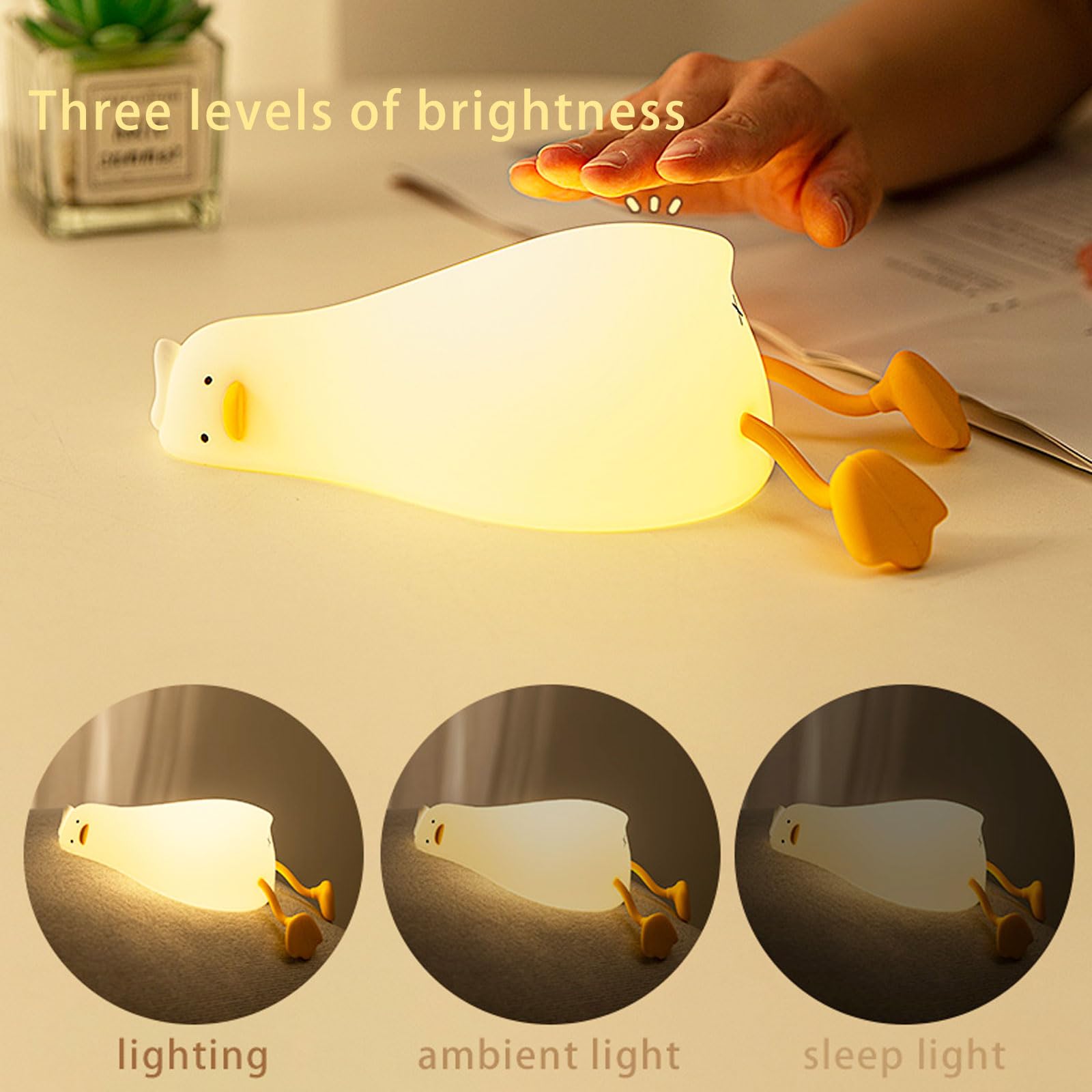 BOATHOG Lying Flat Duck Night Light USB charging port provides easy power.