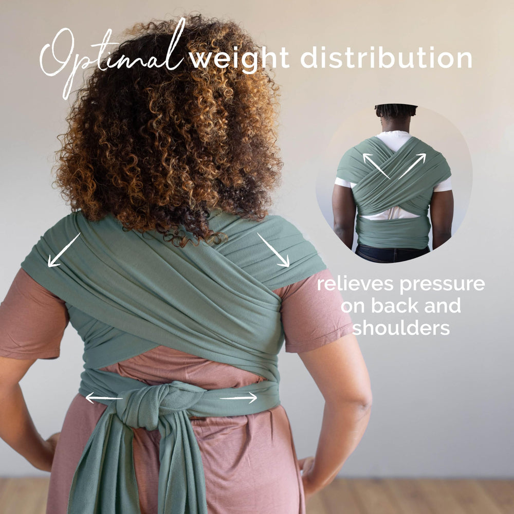 Boba wrap stretched to show one-size-fit comfort.