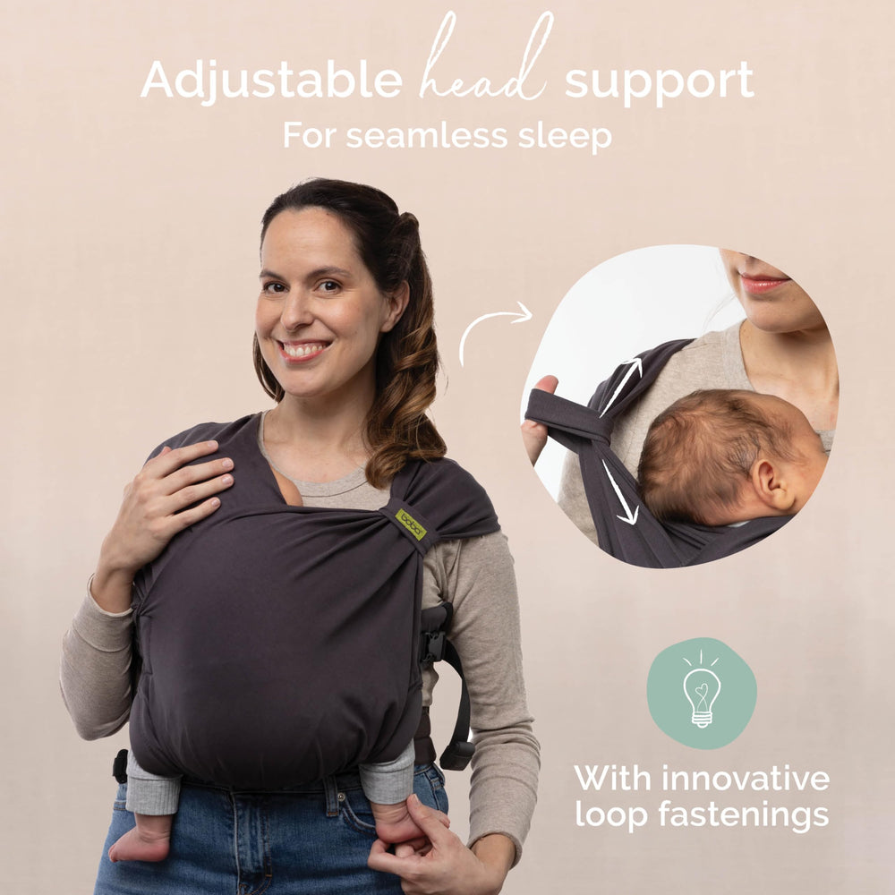 Boba Bliss cross-strap adjustment offers a personalized fit for caregivers.