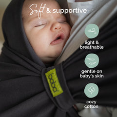 Boba Bliss gathered seat supports ergonomic positioning as baby grows.