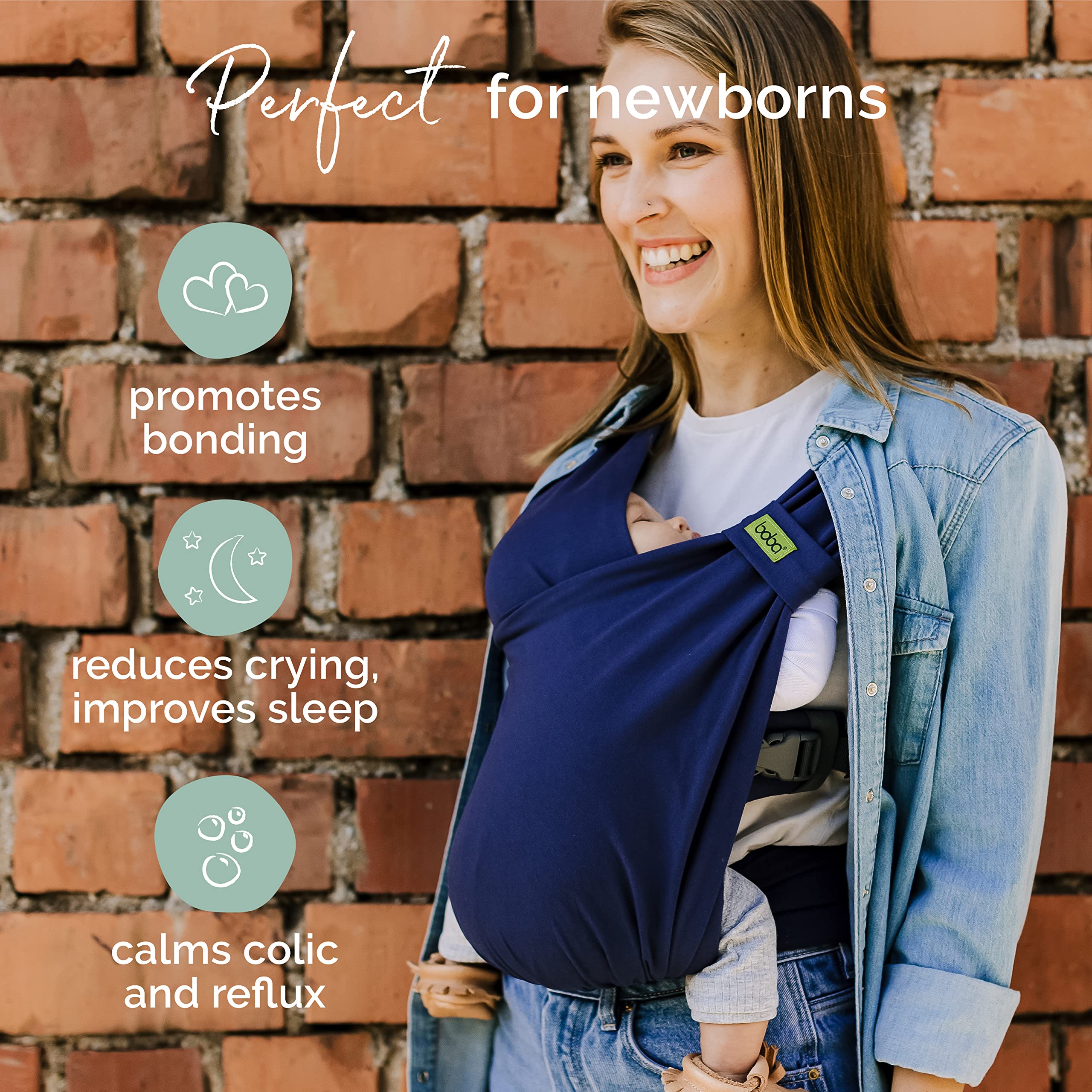 Boba Bliss hip-healthy seat supports baby's natural M shape.
