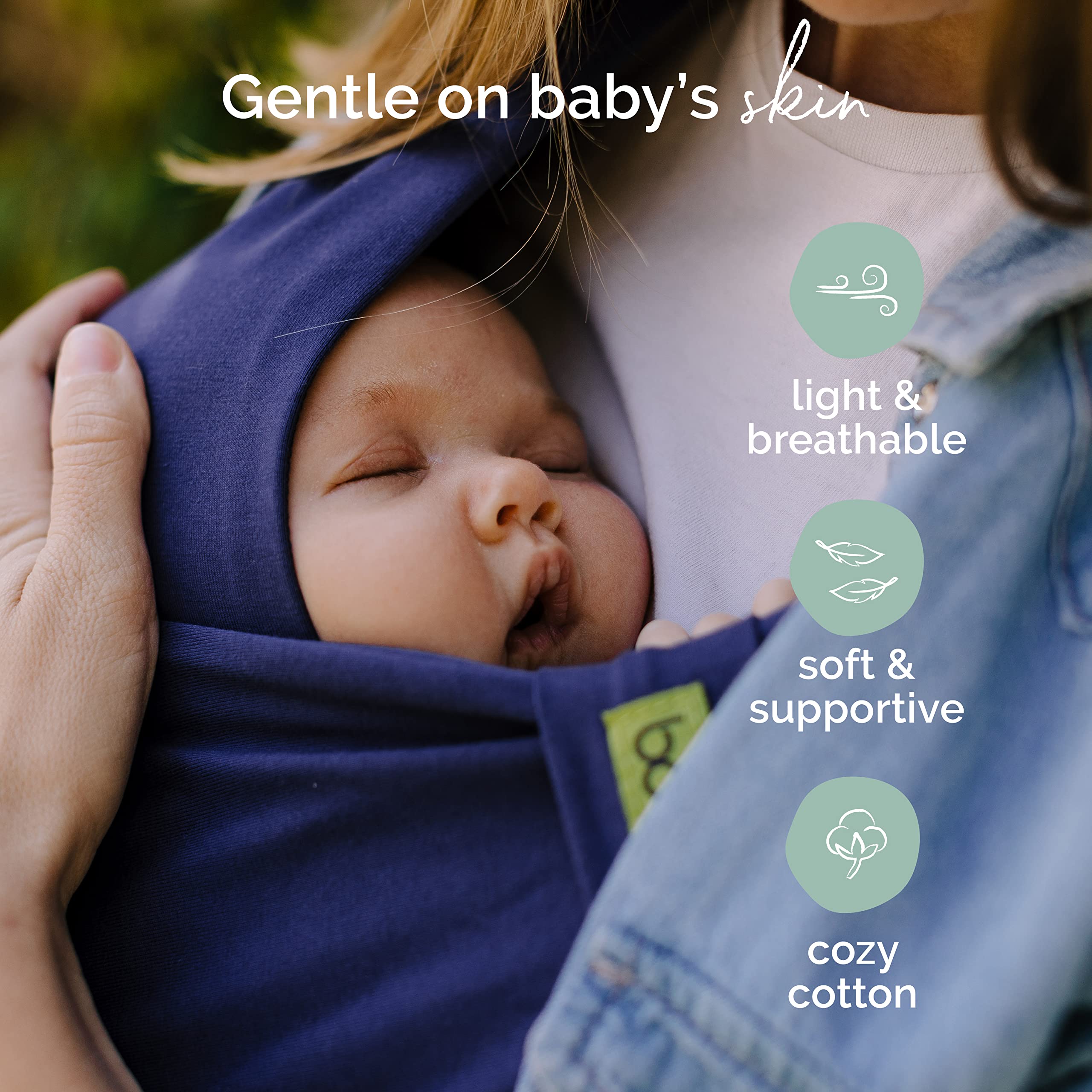 Soft cotton-spandex fabric is breathable and gentle on skin.