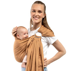 Boba ring sling front-carry setup showing easy adjustment for comfortable parenting.