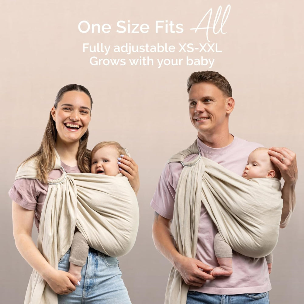 Boba Ring Sling Pampas fabric closeup reveals viscose bamboo and linen blend.