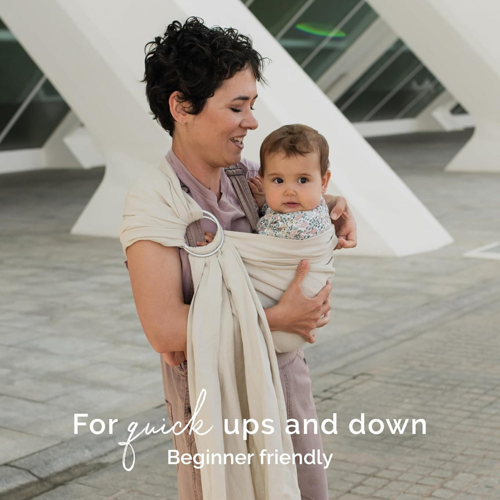 Boba Ring Sling Pampas soft-durable fabric comforts baby and caregiver.