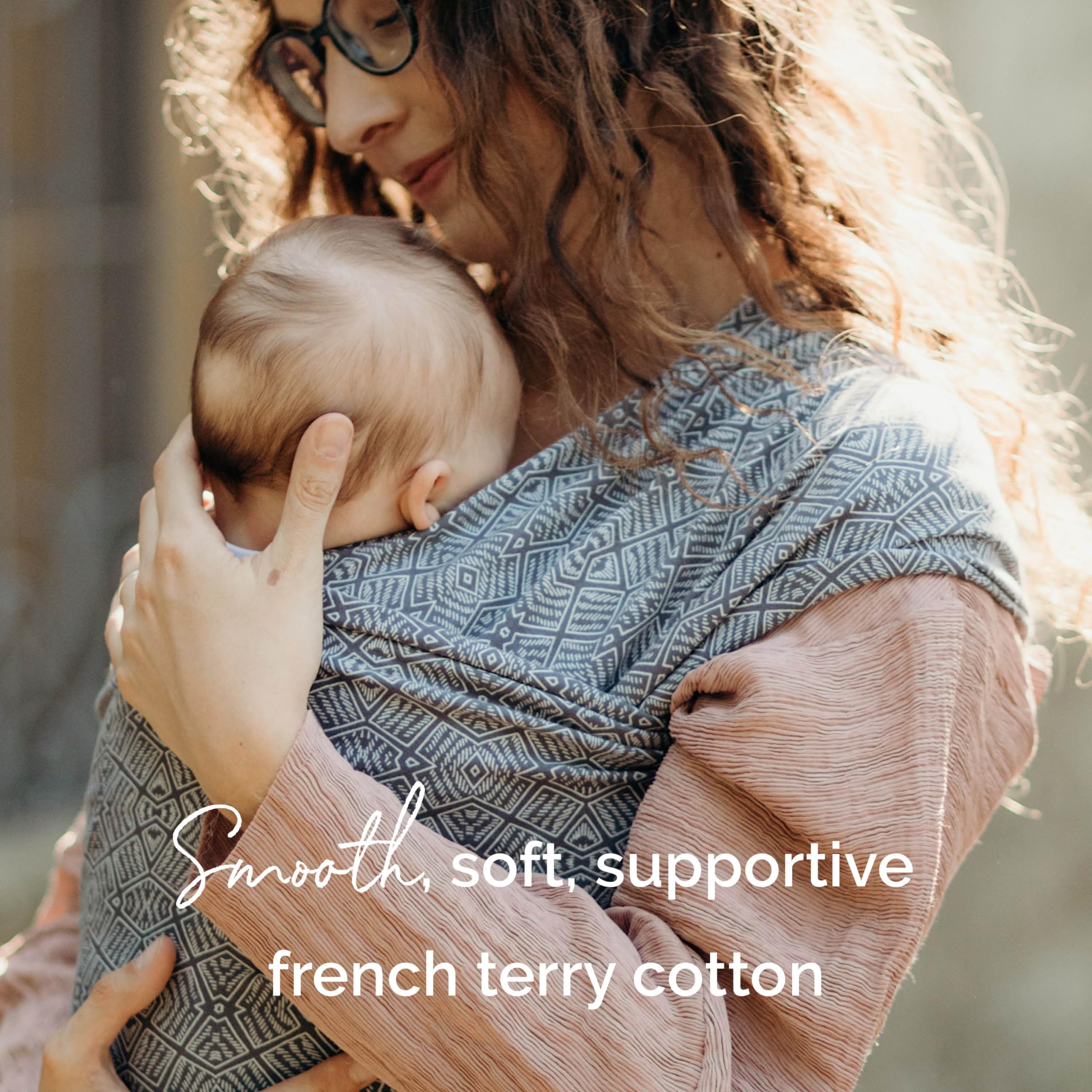 Boba Stretchy Wrap Kahla hip-healthy certified badge highlights safe ergonomic support.