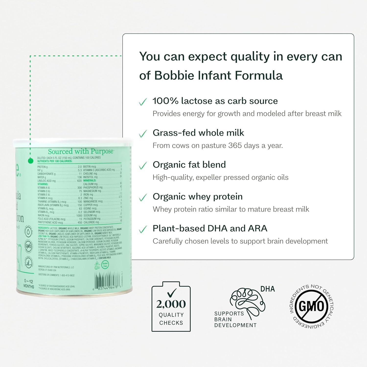 Bobbie grass-fed cows on pasture emphasizing high-quality dairy ingredients