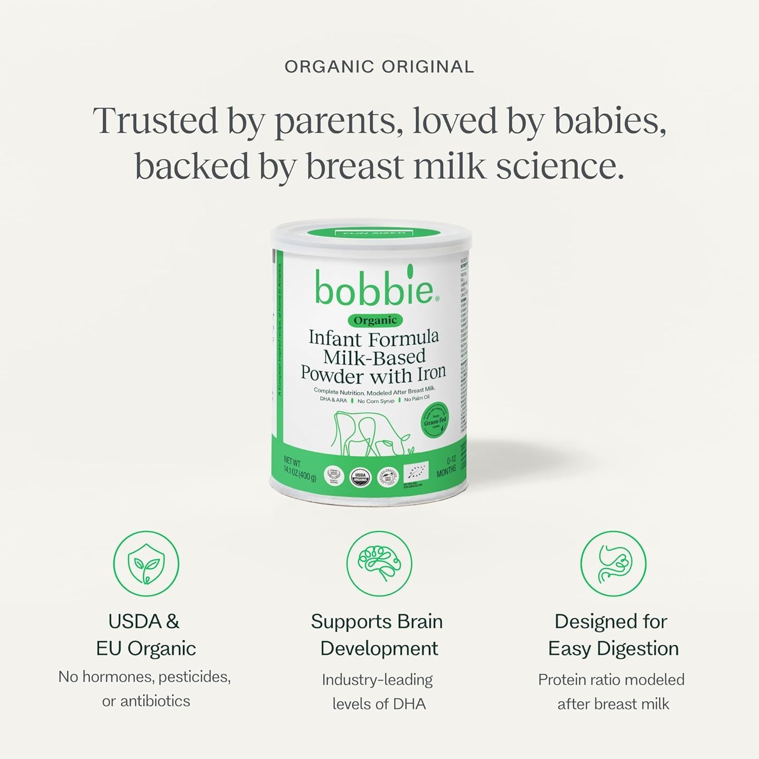Bobbie Organic Original Infant Formula can highlights organic nutrition