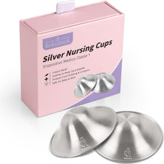 Boboduck 925 silver nipple shields on the breast provide friction protection and comfort during breastfeeding.