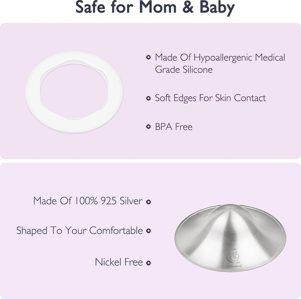Boboduck nipple shield under bra demonstrates discreet support while nursing
