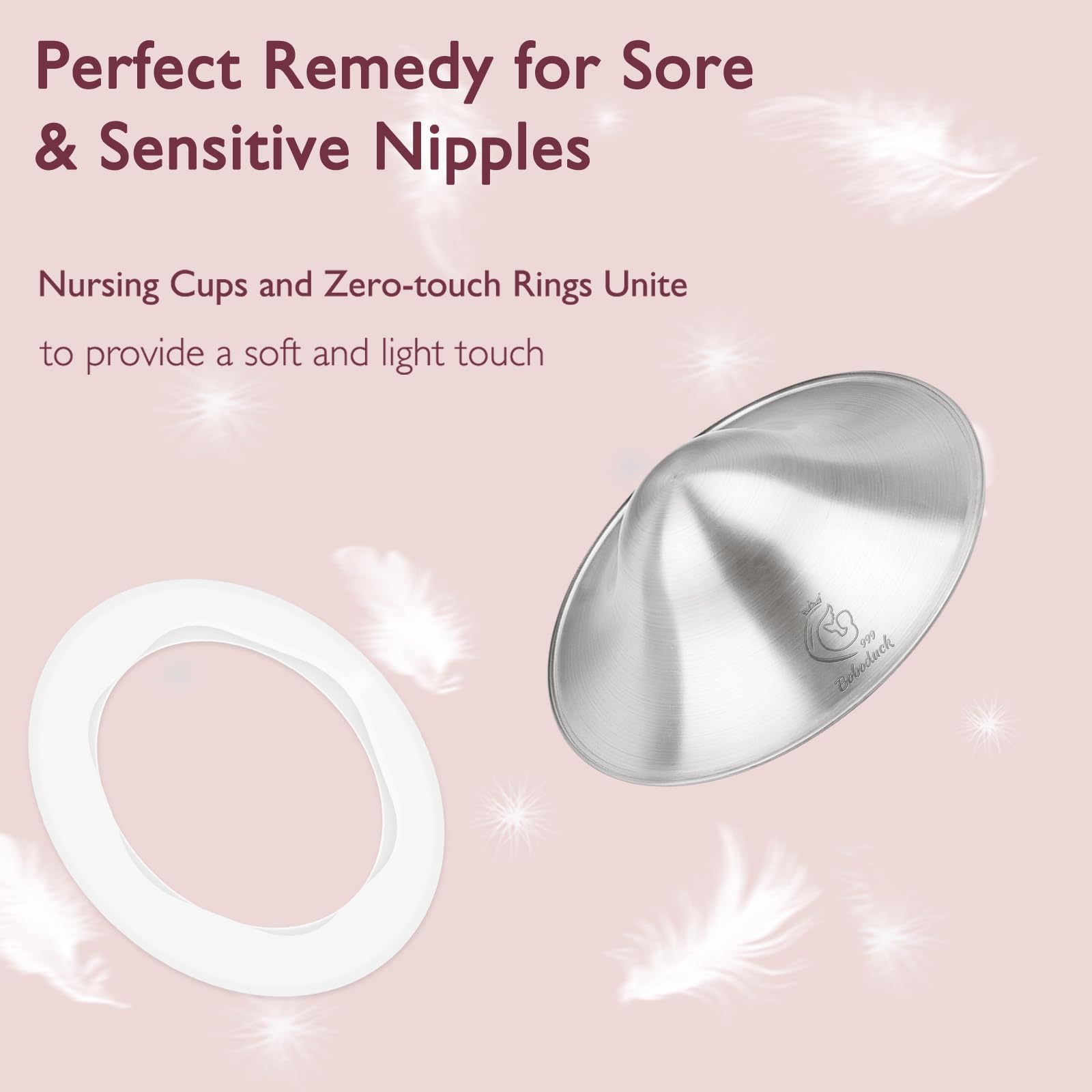 Boboduck silver nipple shields inner arch view with comfortable shape.