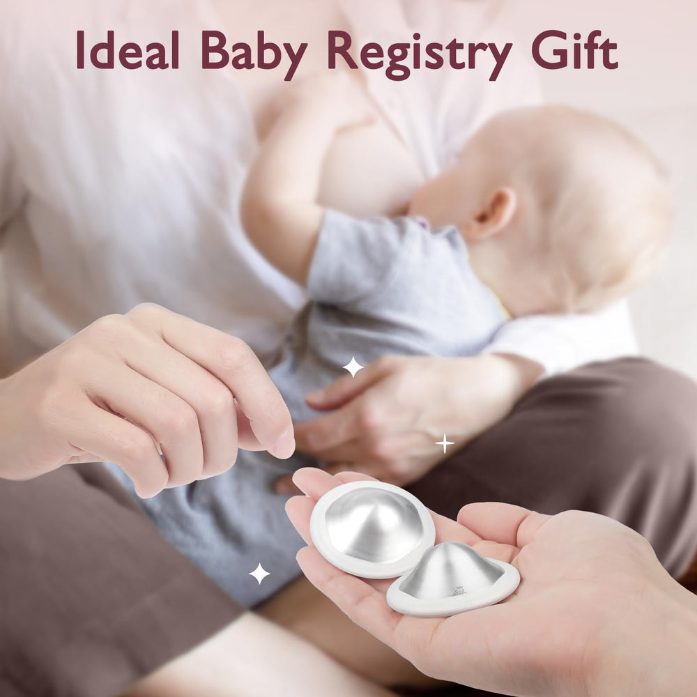Boboduck sterling silver cup components for safe nursing contact.