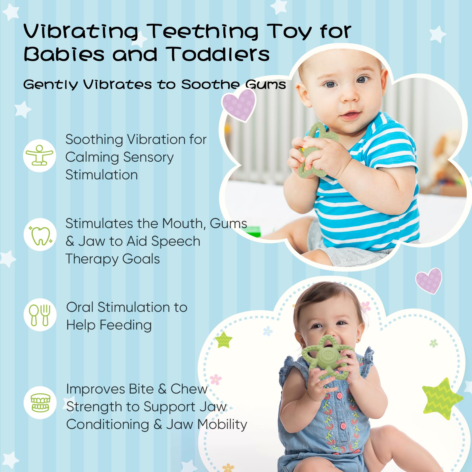 BOBOKA yellow teether packaging indicates travel-friendly design for busy parents.