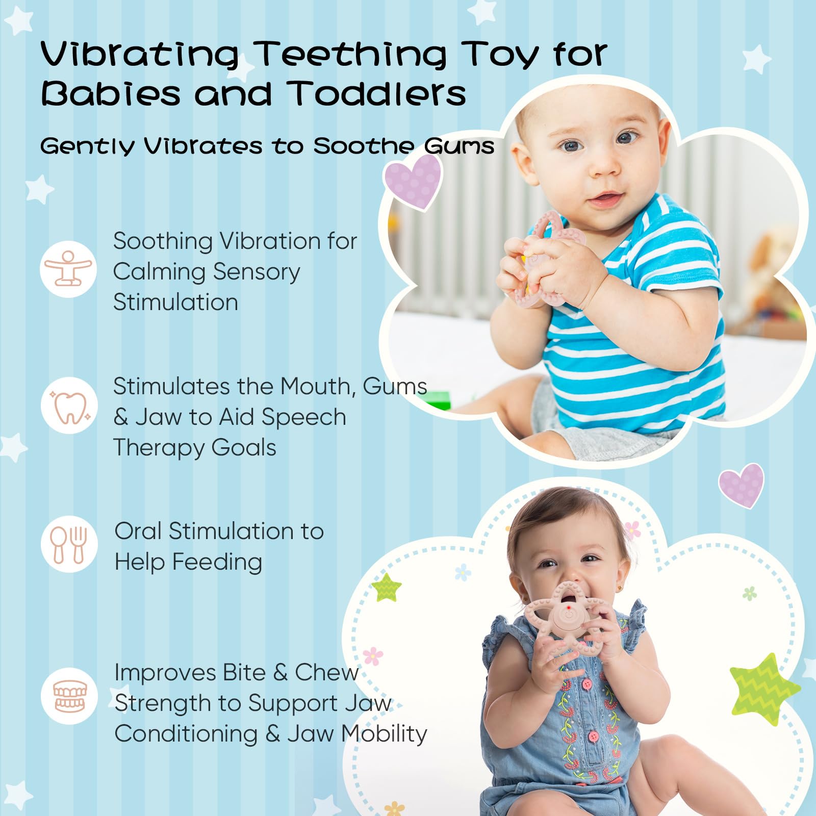 BOBOKA vibrating sensory chew toy green close-up helps calm children during playtime